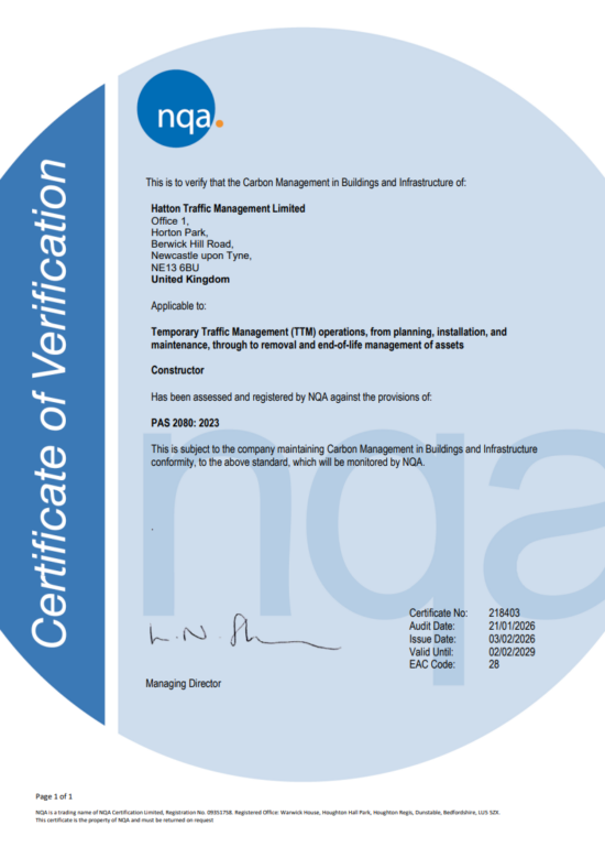 PAS 2080 Cert of Verification