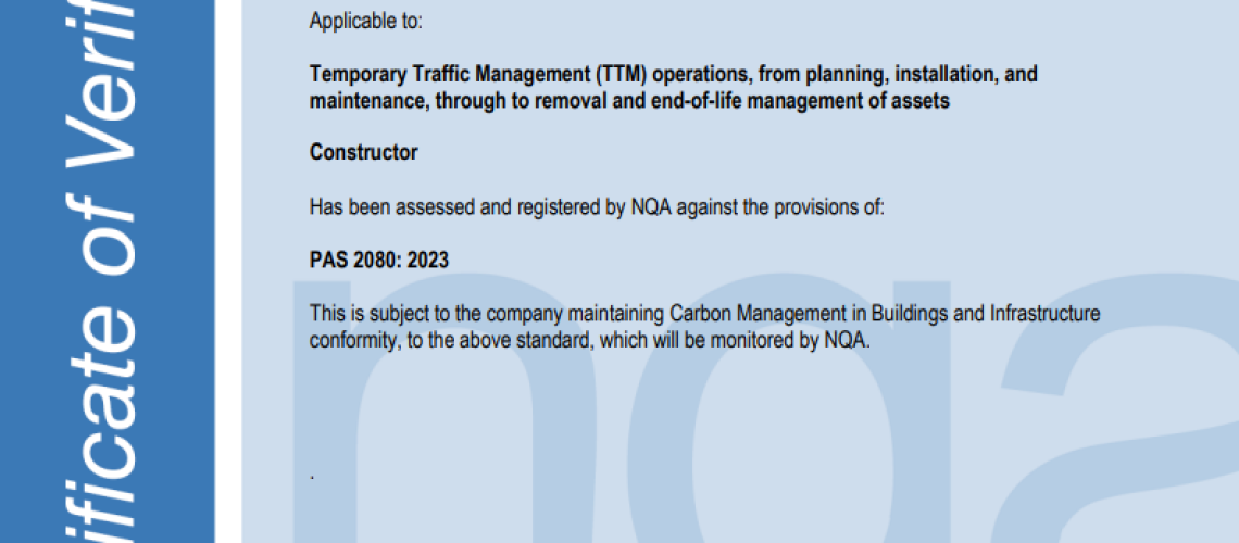 PAS 2080 Cert of Verification